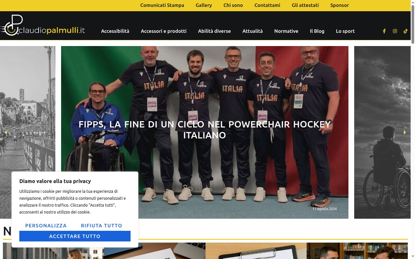 Screenshot del banner di consenso mostrato prima di qualsiasi interazione