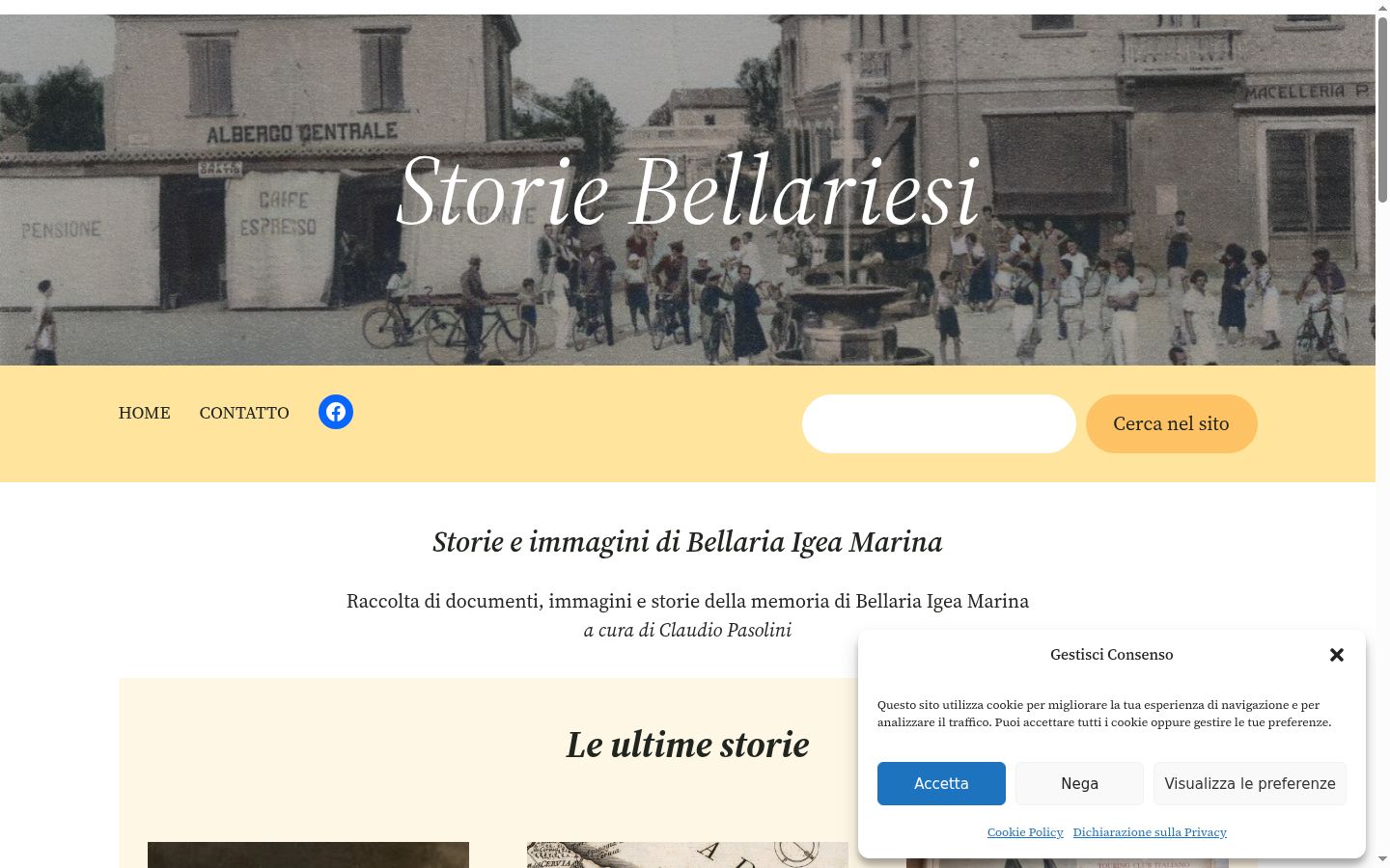 Screenshot del banner di consenso mostrato prima di qualsiasi interazione