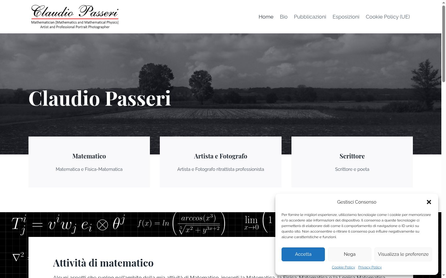 Screenshot del banner di consenso mostrato prima di qualsiasi interazione