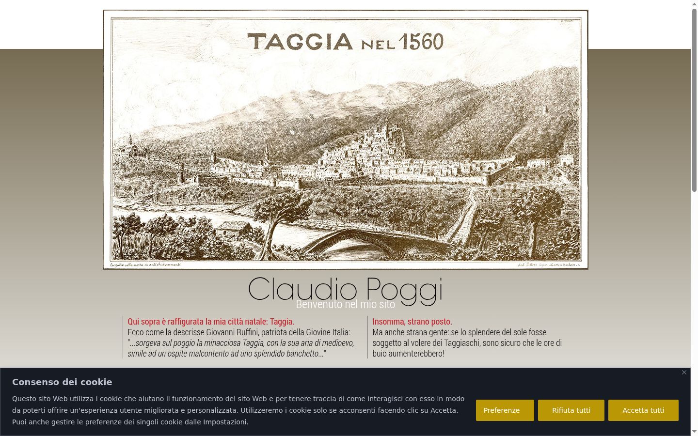 Screenshot del banner di consenso mostrato prima di qualsiasi interazione