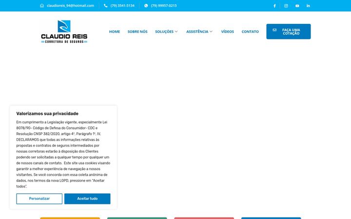 Screenshot van claudioreiscorretoradeseg.com.br