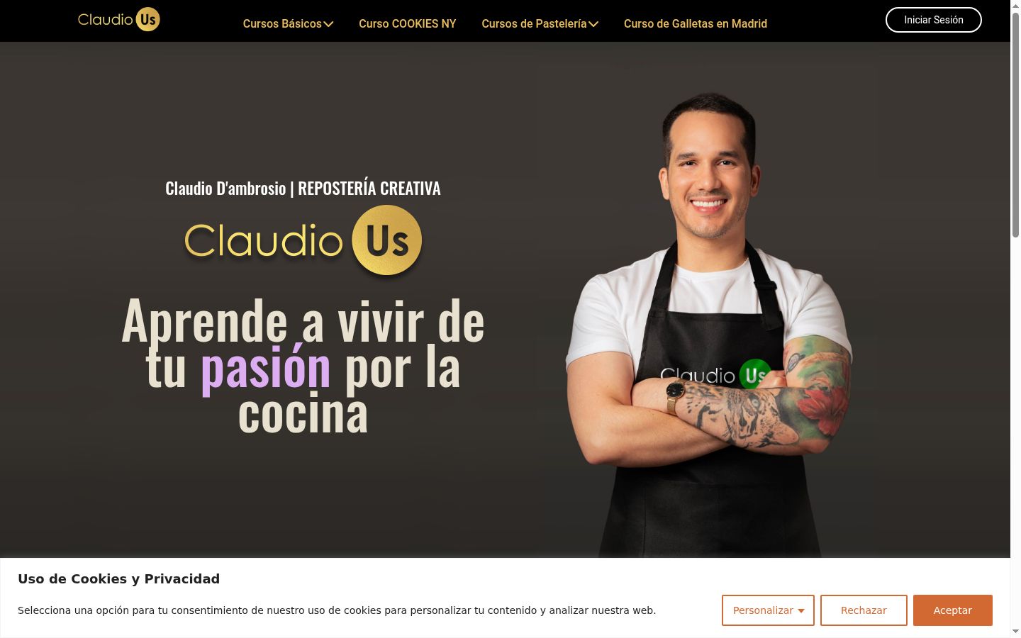 Captura de pantalla del banner de consentimiento mostrado antes de cualquier interacción
