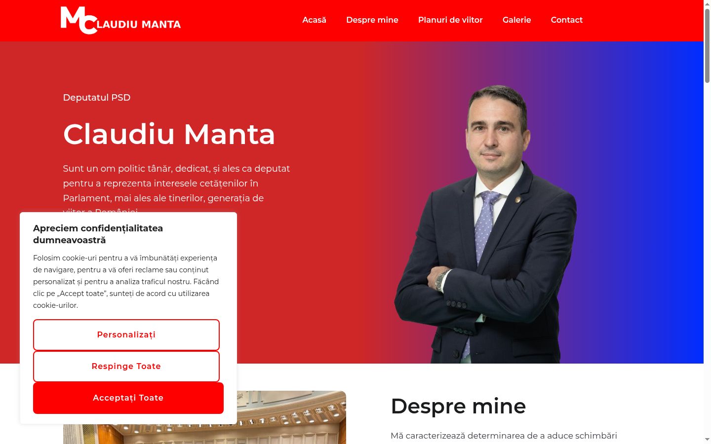 Snimka zaslona bannera za privolu prikazanog prije bilo kakve interakcije