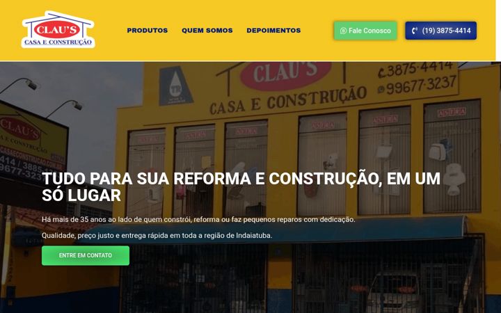 Screenshot van clauscasaeconstrucao.com.br