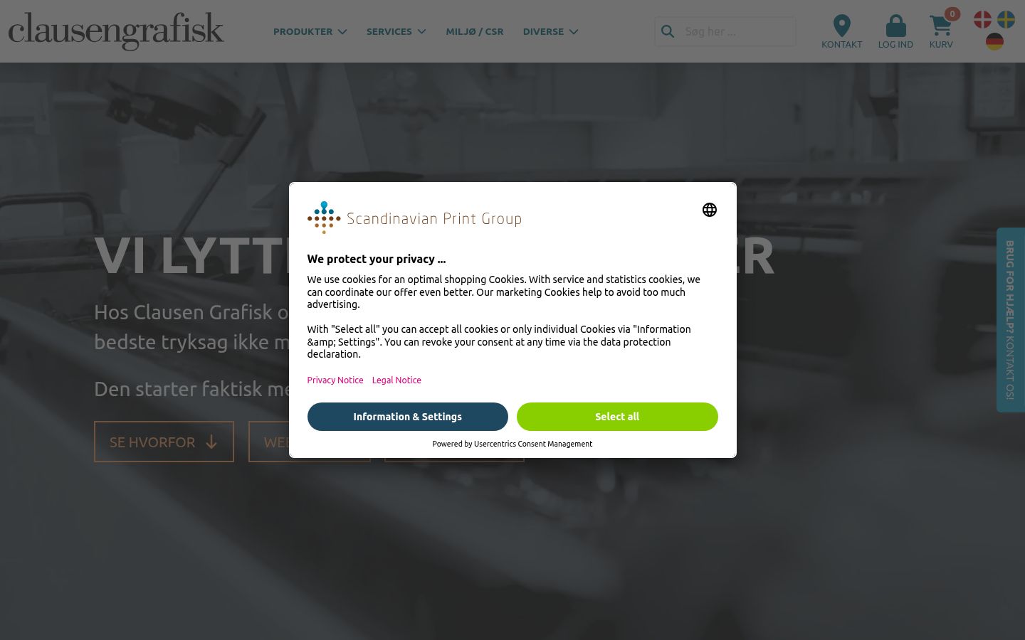Screenshot of the consent banner shown before any interaction