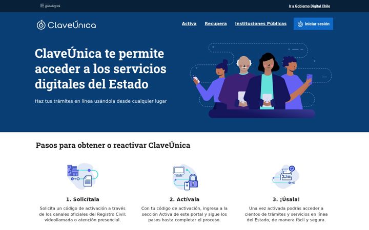 Ekraanipilt saidist claveunica.gob.cl