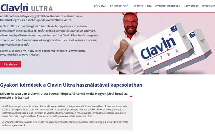 Screenshot stránky clavin.hu
