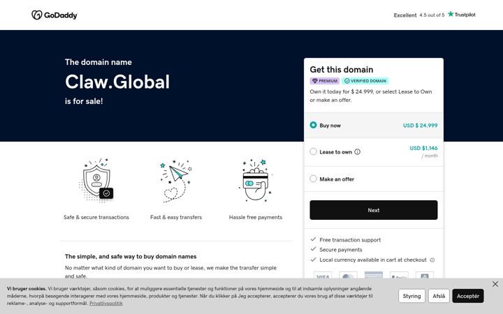 Screenshot of claw.global