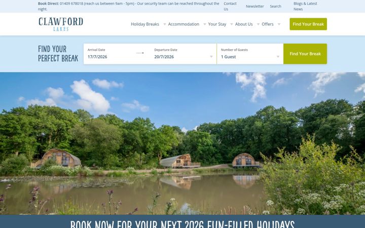 Screenshot of clawfordlakes.co.uk