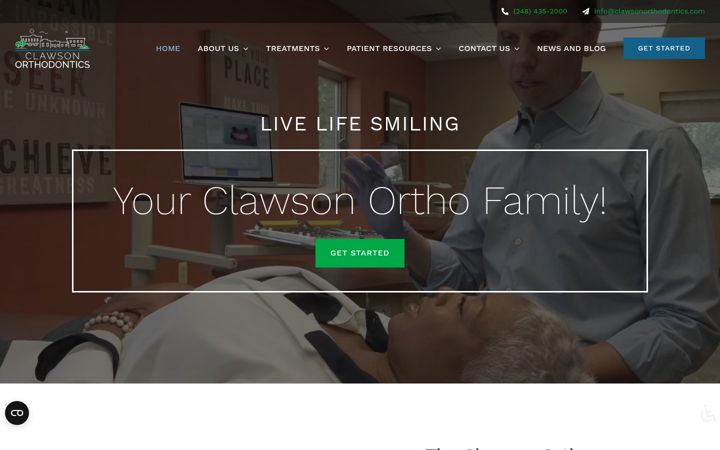 Captura de pantalla de clawsonorthodontics.com