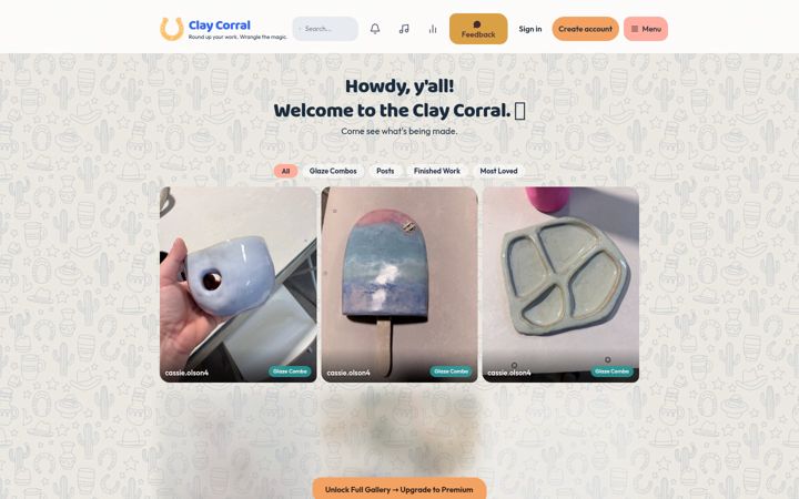 Screenshot of claycorral.com