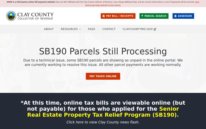 Screenshot of claycountymo.tax