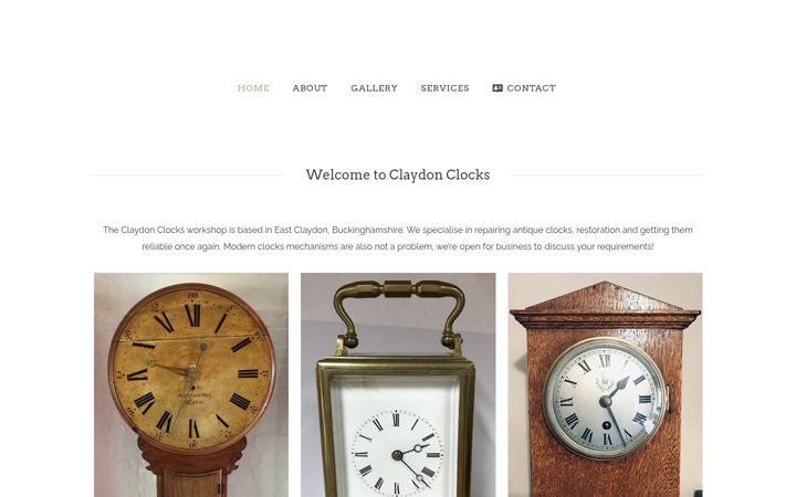 Screenshot of claydonclocks.com