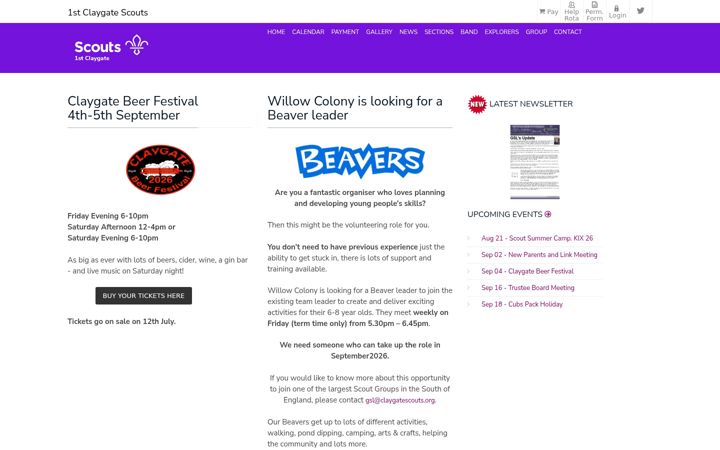 Screenshot di claygatescouts.org