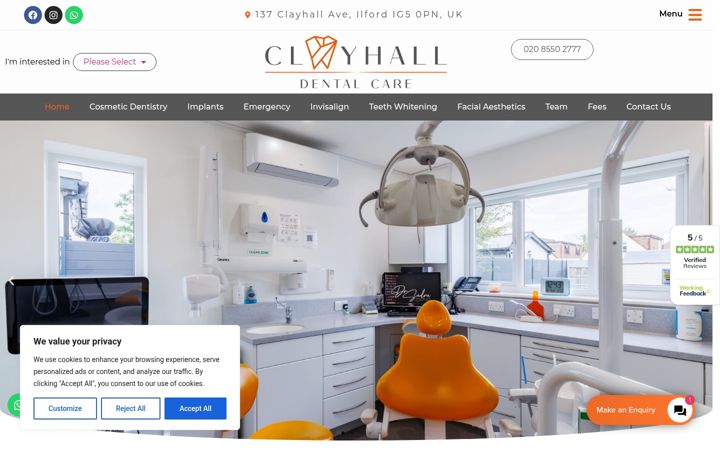 Captură de ecran a clayhalldental.co.uk