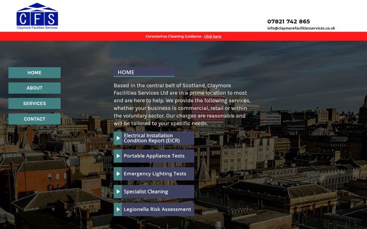 Screenshot of claymorefacilitiesservices.co.uk