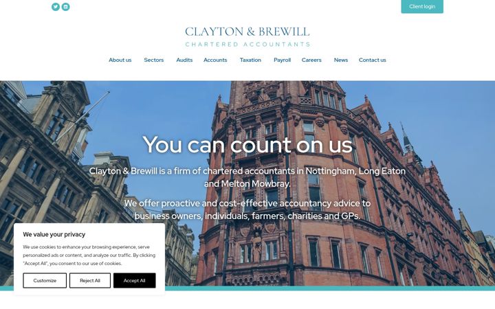 Screenshot of claytonandbrewill.com