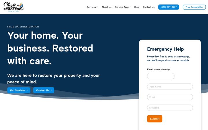 Screenshot of claytonfireandwater.com