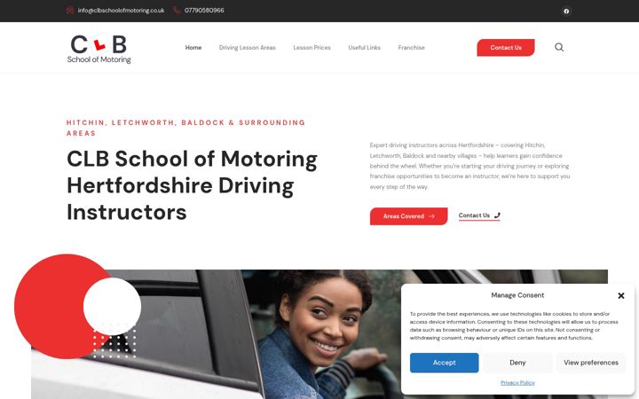 Screenshot of clbschoolofmotoring.co.uk