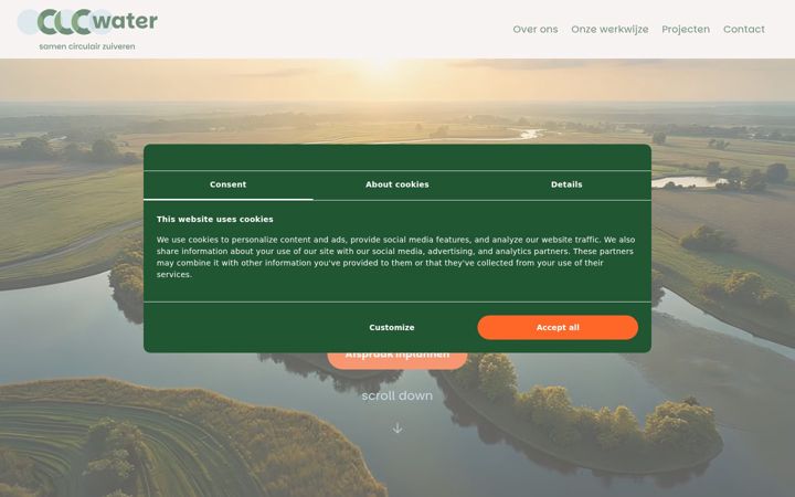 Snimka zaslona za clc-water.nl