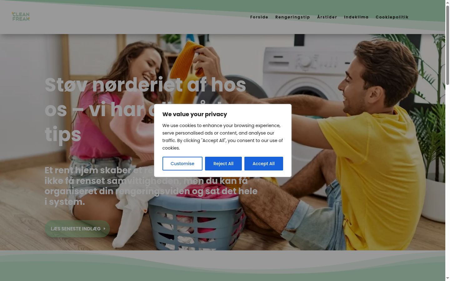 Screenshot van de toestemmingsbanner zoals getoond vóór enige interactie