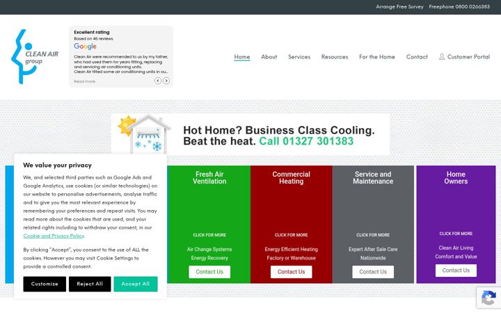 Screenshot of cleanair.co.uk