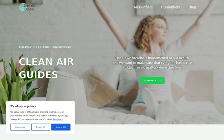 Screenshot of cleanairguides.com