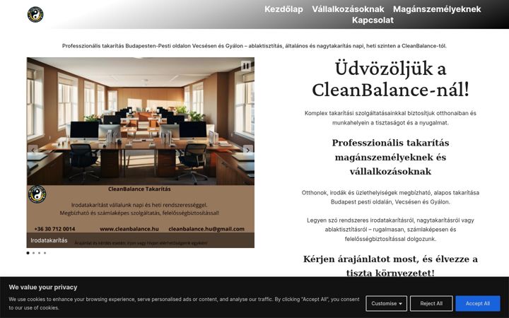 Screenshot stránky cleanbalance.hu