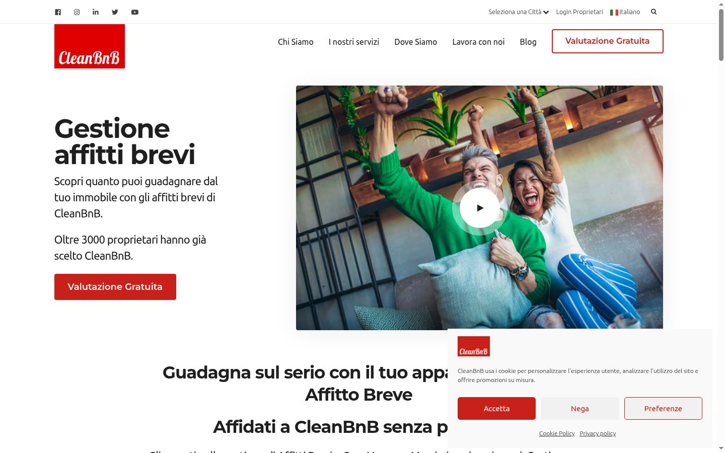 Screenshot del banner di consenso mostrato prima di qualsiasi interazione