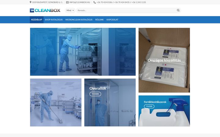Screenshot stránky cleanboxshop.hu