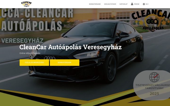 Screenshot stránky cleancarveresegyhaz.hu