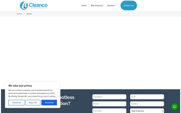 Screenshot of cleanco.co.uk