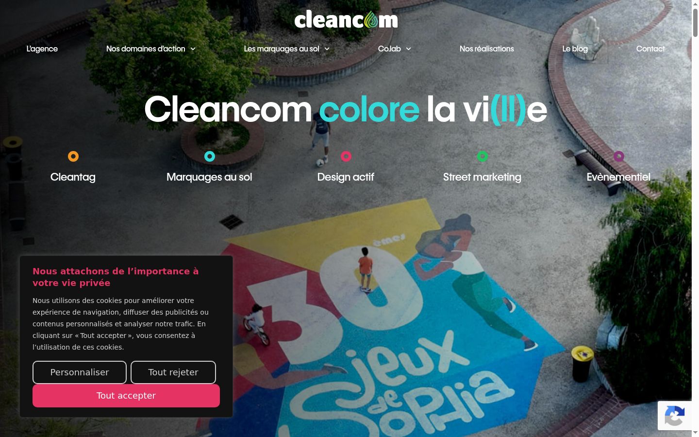 Capture d'écran de la bannière de consentement affichée avant toute interaction