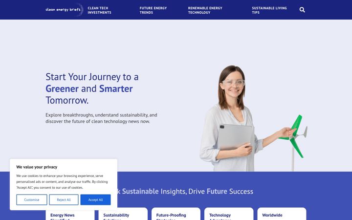 Screenshot of cleanenergybriefs.com