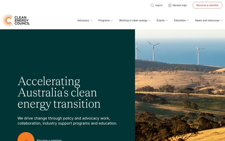 Screenshot of cleanenergycouncil.org.au