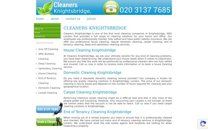 Skærmbillede af cleanersknightsbridge.co.uk