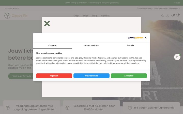 Screenshot of cleanfit.nl