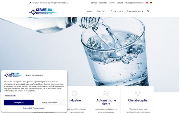 Snimka zaslona za cleanflowfilter.nl