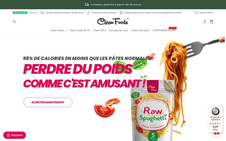 Snímek obrazovky cleanfoods.fr