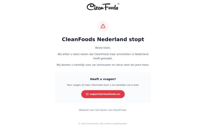 Screenshot of cleanfoods.nl