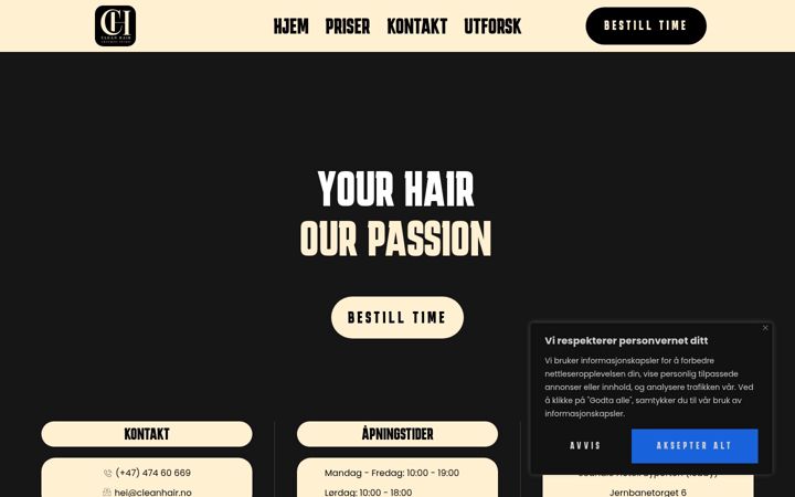 Screenshot of cleanhair.no