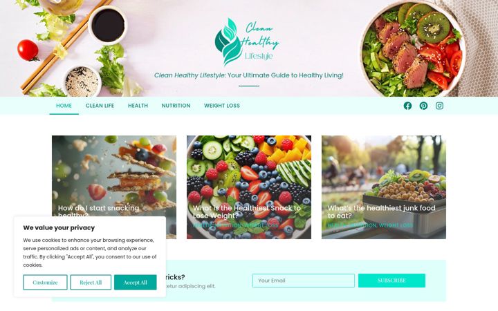 Screenshot of cleanhealthylifestyle.com
