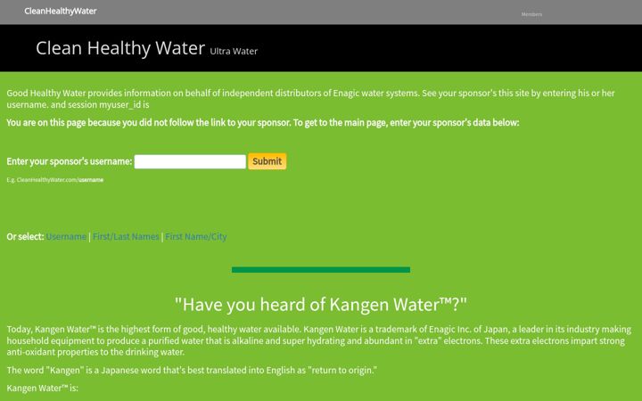 Screenshot of cleanhealthywater.com