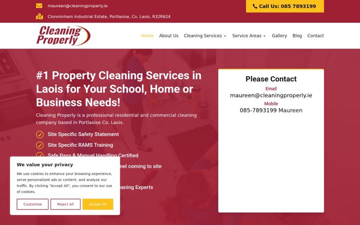 Capture d'écran de cleaning-properly.ie
