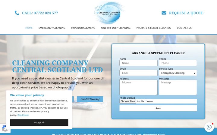 Zrzut ekranu cleaningcompanycentralscotland.co.uk