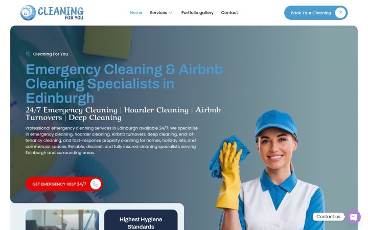 Screenshot of cleaningforyou.co.uk