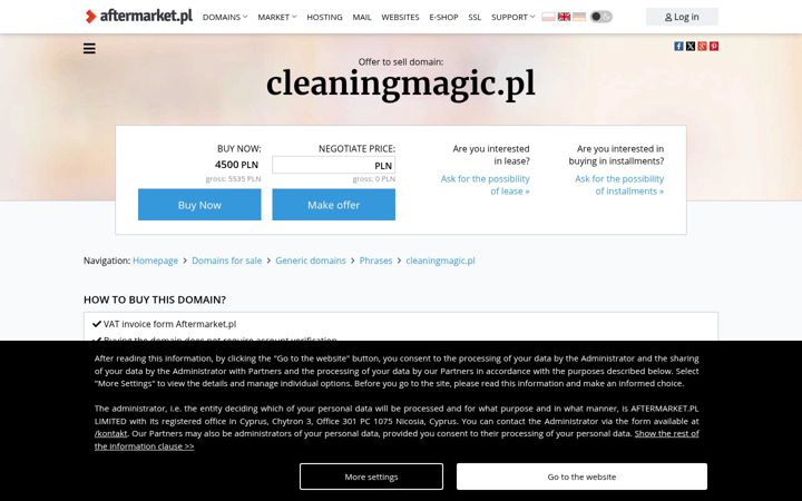 Screenshot ta' cleaningmagic.pl