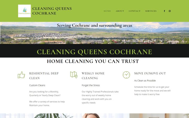 Snímek obrazovky cleaningqueenscochrane.ca