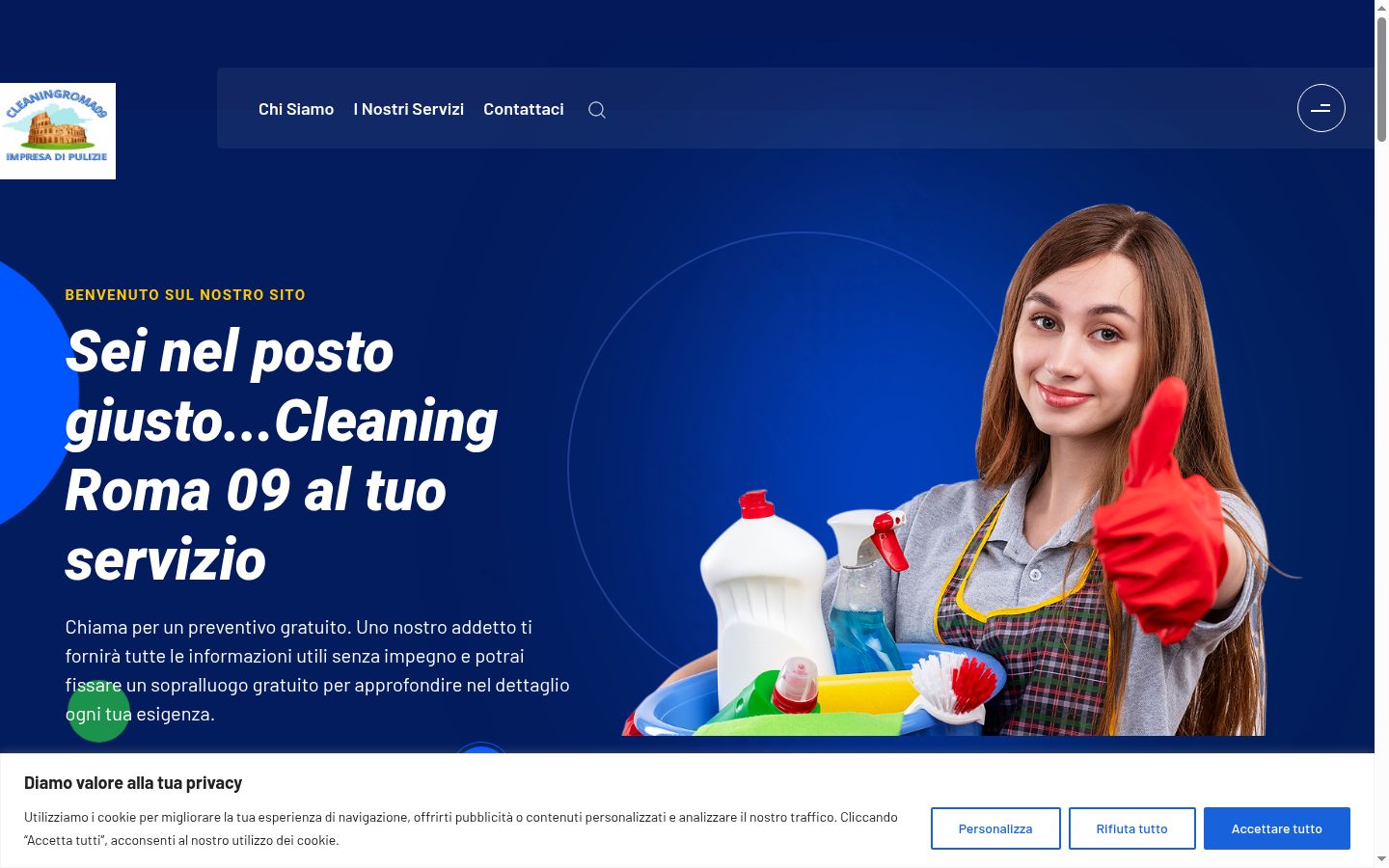 Screenshot del banner di consenso mostrato prima di qualsiasi interazione