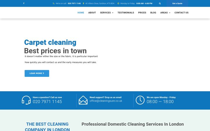 Screenshot of cleaningsure.co.uk